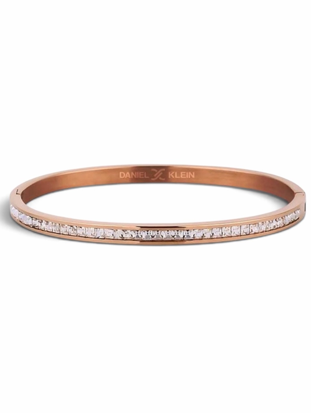 Daniel Klein Rose Gold Stainless Steel Crystal Bangle Bracelet Minimalist